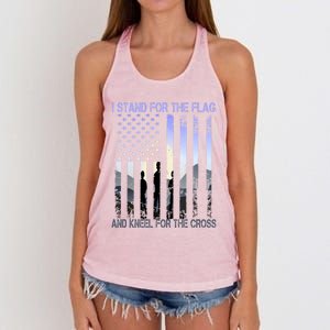 I Stand For The Flag And Kneel For The Cross Usa Tee Gift Women's Knotted Racerback Tank