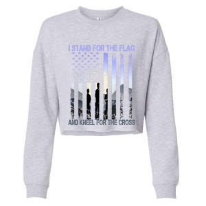 I Stand For The Flag And Kneel For The Cross Usa Tee Gift Cropped Pullover Crew