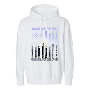 I Stand For The Flag And Kneel For The Cross Usa Tee Gift Garment-Dyed Fleece Hoodie