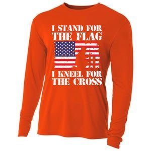 I Stand For The Flag I Kneel For The Cross 4th Of July Great Gift Cooling Performance Long Sleeve Crew