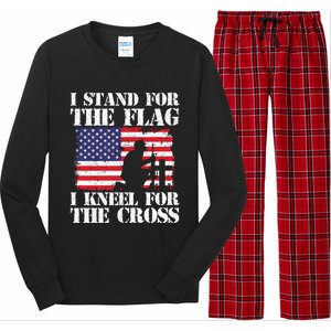 I Stand For The Flag I Kneel For The Cross 4th Of July Great Gift Long Sleeve Pajama Set