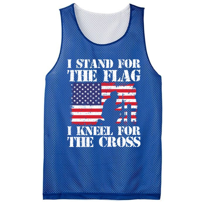 I Stand For The Flag I Kneel For The Cross 4th Of July Great Gift Mesh Reversible Basketball Jersey Tank