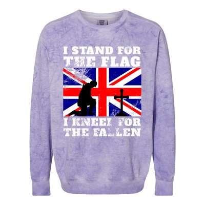 I Stand For The Flag I Kneel For The Fallen Union Jack Gift Colorblast Crewneck Sweatshirt