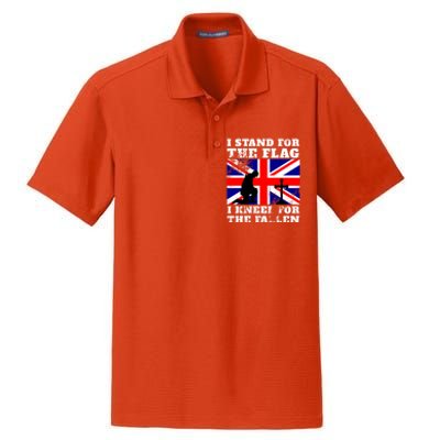 I Stand For The Flag I Kneel For The Fallen Union Jack Gift Dry Zone Grid Polo