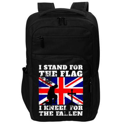 I Stand For The Flag I Kneel For The Fallen Union Jack Gift Impact Tech Backpack