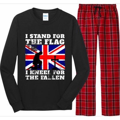 I Stand For The Flag I Kneel For The Fallen Union Jack Gift Long Sleeve Pajama Set