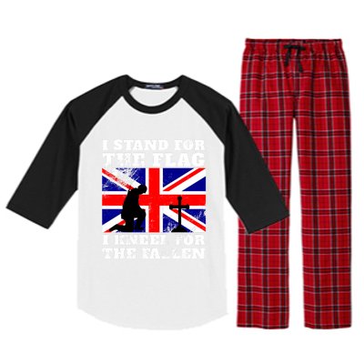 I Stand For The Flag I Kneel For The Fallen Union Jack Gift Raglan Sleeve Pajama Set