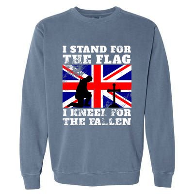 I Stand For The Flag I Kneel For The Fallen Union Jack Gift Garment-Dyed Sweatshirt