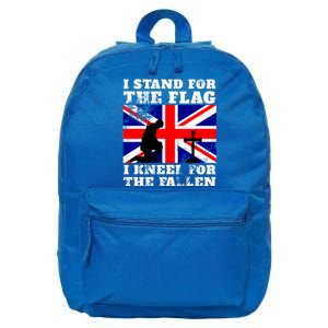 I Stand For The Flag I Kneel For The Fallen Union Jack Gift 16 in Basic Backpack