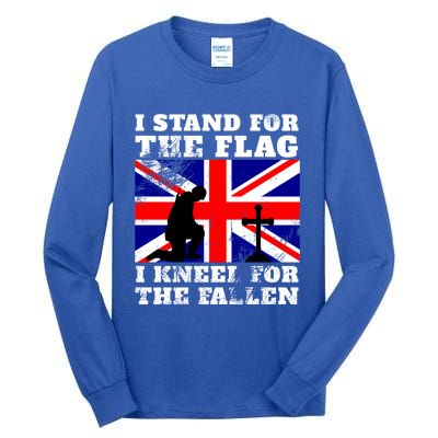 I Stand For The Flag I Kneel For The Fallen Union Jack Gift Tall Long Sleeve T-Shirt