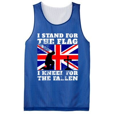 I Stand For The Flag I Kneel For The Fallen Union Jack Gift Mesh Reversible Basketball Jersey Tank