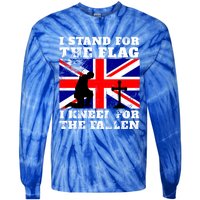 I Stand For The Flag I Kneel For The Fallen Union Jack Gift Tie-Dye Long Sleeve Shirt