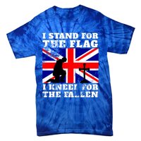 I Stand For The Flag I Kneel For The Fallen Union Jack Gift Tie-Dye T-Shirt