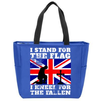 I Stand For The Flag I Kneel For The Fallen Union Jack Gift Zip Tote Bag