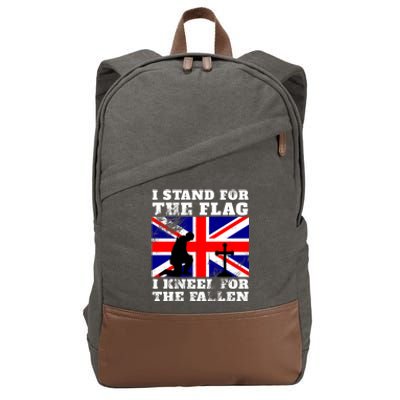 I Stand For The Flag I Kneel For The Fallen Union Jack Gift Cotton Canvas Backpack