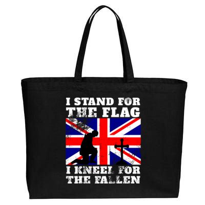 I Stand For The Flag I Kneel For The Fallen Union Jack Gift Cotton Canvas Jumbo Tote