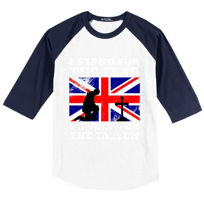 I Stand For The Flag I Kneel For The Fallen Union Jack Gift Baseball Sleeve Shirt