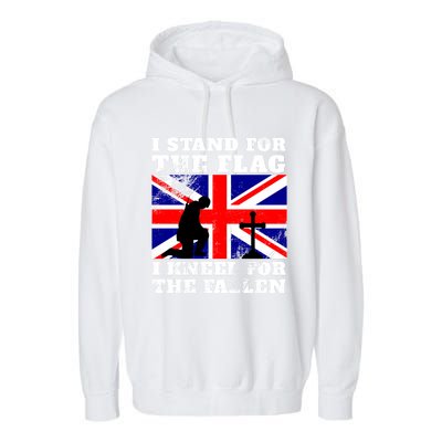 I Stand For The Flag I Kneel For The Fallen Union Jack Gift Garment-Dyed Fleece Hoodie