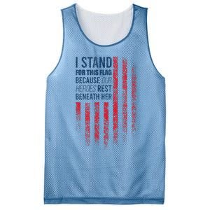 I Stand For This Flag Because Our Heroes Rest Beneath Her Mesh Reversible Basketball Jersey Tank