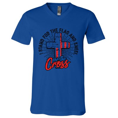 I Stand For The Flag And Kneel For The Cross Cool Gift Equal Rights Gift V-Neck T-Shirt