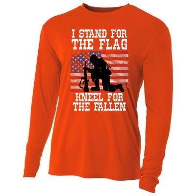 I Stand For The Flag Knee For Fallen Soldier Memorial Day Funny Gift Cooling Performance Long Sleeve Crew