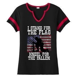 I Stand For The Flag Knee For Fallen Soldier Memorial Day Funny Gift Ladies Halftime Notch Neck Tee