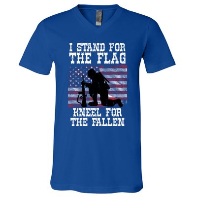 I Stand For The Flag Knee For Fallen Soldier Memorial Day Funny Gift V-Neck T-Shirt