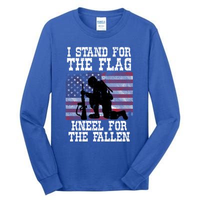 I Stand For The Flag Knee For Fallen Soldier Memorial Day Funny Gift Tall Long Sleeve T-Shirt