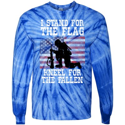 I Stand For The Flag Knee For Fallen Soldier Memorial Day Funny Gift Tie-Dye Long Sleeve Shirt