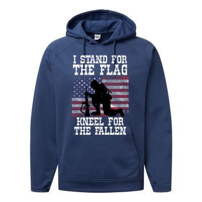 I Stand For The Flag Knee For Fallen Soldier Memorial Day Funny Gift Performance Fleece Hoodie