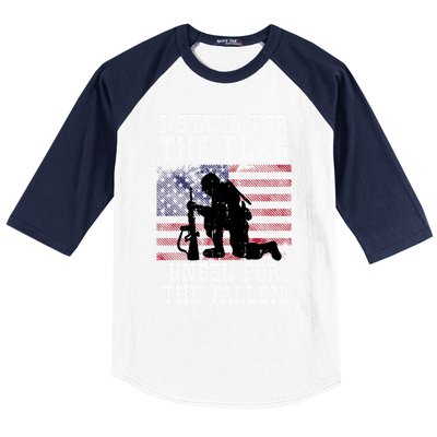 I Stand For The Flag Knee For Fallen Soldier Memorial Day Funny Gift Baseball Sleeve Shirt