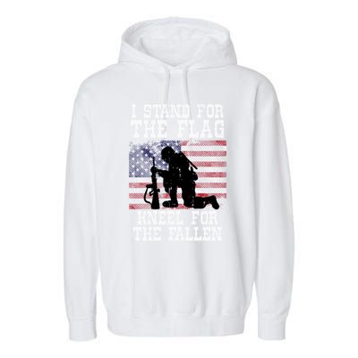 I Stand For The Flag Knee For Fallen Soldier Memorial Day Funny Gift Garment-Dyed Fleece Hoodie