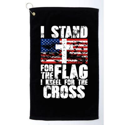 I Stand For The National Anthem Cross Us Flag Cute Gift Golf Towel
