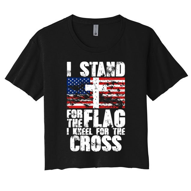 I Stand For The National Anthem Cross Us Flag Cute Gift Crop Top