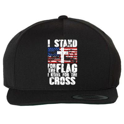 I Stand For The National Anthem Cross Us Flag Cute Gift Wool Snapback Cap