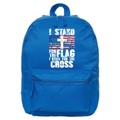 I Stand For The National Anthem Cross Us Flag Cute Gift 16 in Basic Backpack