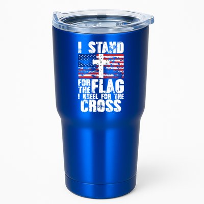 I Stand For The National Anthem Cross Us Flag Cute Gift Tumbler