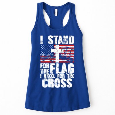 I Stand For The National Anthem Cross Us Flag Cute Gift Womens Tank Top
