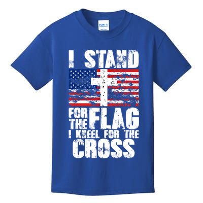 I Stand For The National Anthem Cross Us Flag Cute Gift Kids T-Shirt