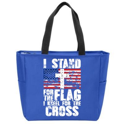I Stand For The National Anthem Cross Us Flag Cute Gift Zip Tote Bag