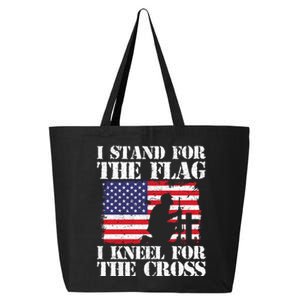 I Stand For The Flag I Kneel For The Cross 4th Of July Gift 25L Jumbo Tote