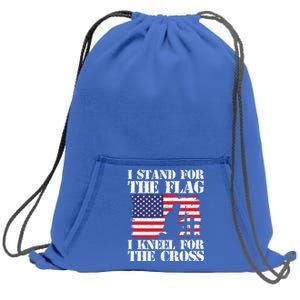 I Stand For The Flag I Kneel For The Cross 4th Of July Gift Sweatshirt Cinch Pack Bag