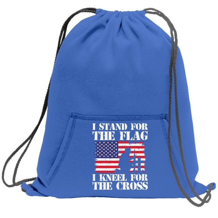 I Stand For The Flag I Kneel For The Cross 4th Of July Gift Sweatshirt Cinch Pack Bag