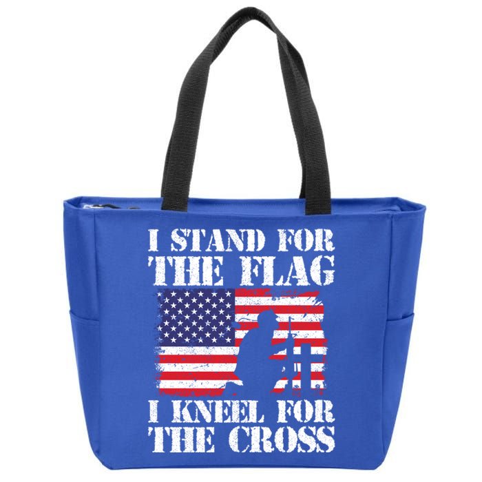 I Stand For The Flag I Kneel For The Cross 4th Of July Gift Zip Tote Bag