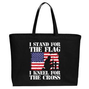 I Stand For The Flag I Kneel For The Cross 4th Of July Gift Cotton Canvas Jumbo Tote