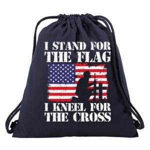 I Stand For The Flag I Kneel For The Cross 4th Of July Gift Drawstring Bag