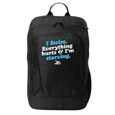 I Swim Funny Swimmer Quote City Backpack