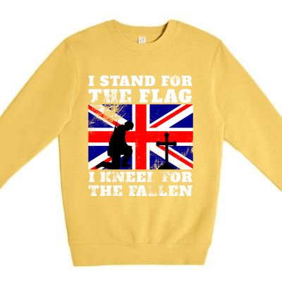 I Stand For The Flag I Kneel For The Fallen Union Jack Gift Premium Crewneck Sweatshirt