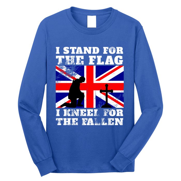 I Stand For The Flag I Kneel For The Fallen Union Jack Gift Long Sleeve Shirt