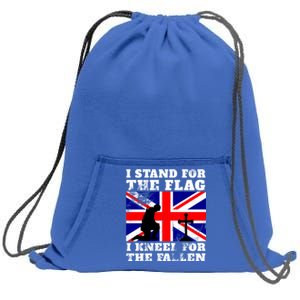 I Stand For The Flag I Kneel For The Fallen Union Jack Gift Sweatshirt Cinch Pack Bag